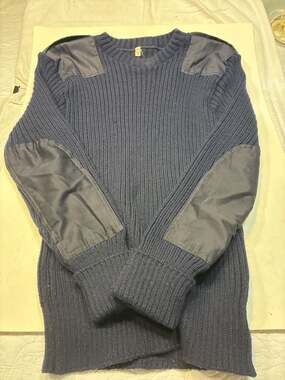 Vintage Military Commando Ribbed Crewneck Sweater with Elbow and Shoulder Patche